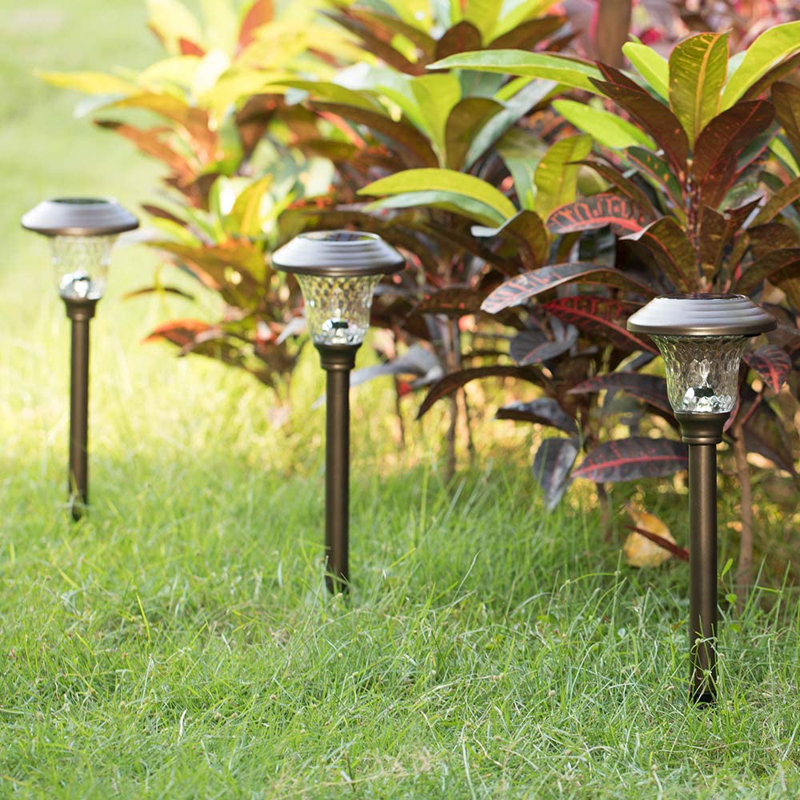 Solar Powered Integrated LED Metal Pathway Light Pack, Brown