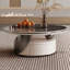 Table basse ronde grise frittée grise + acier inoxydable + bois massif-129105265