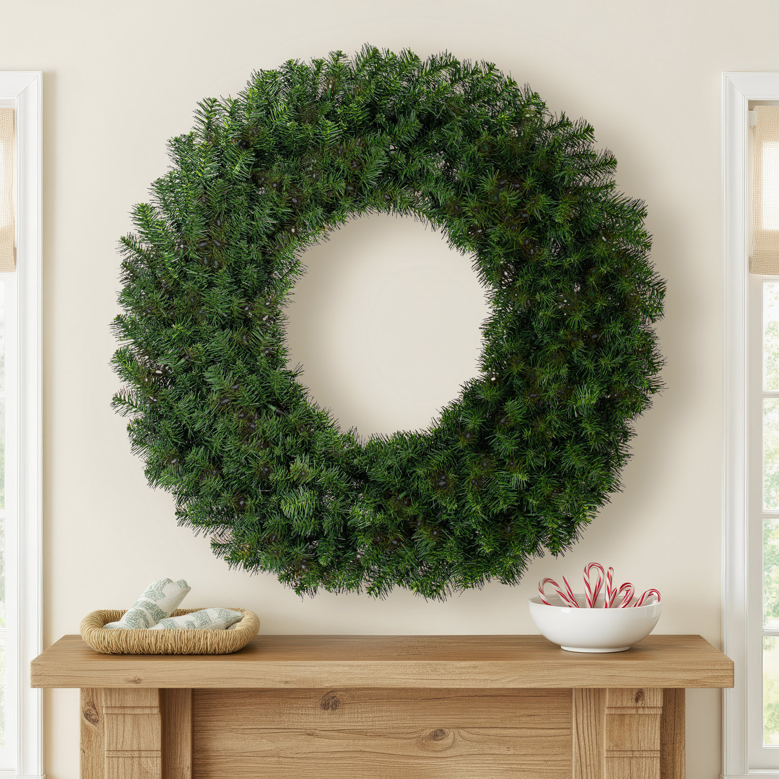 Alanny Pre-Lit Mixed Christmas Wreath, 48" x 48"