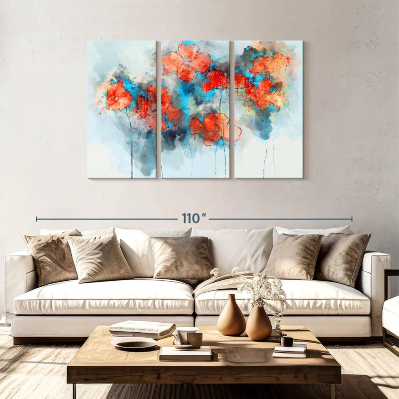 Coquelicots à motif floral abstrait Avery, H 48 po x l 74 po