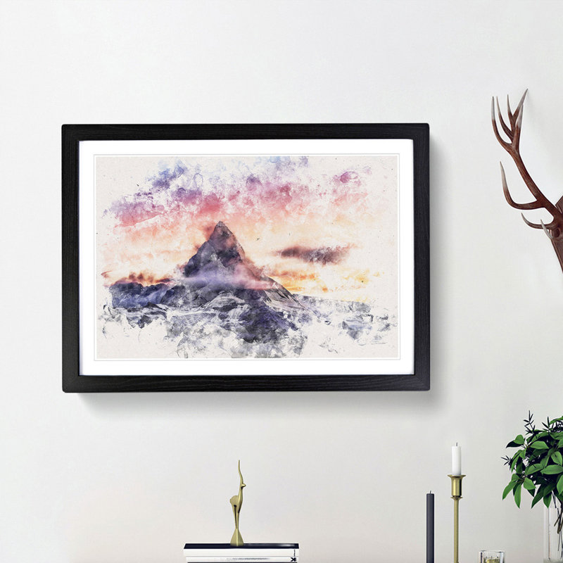 Matterhorn Mountain in Zermatt - Picture Frame Painting Print, 62cm H x 87cm W x 2cm D, Black Framed