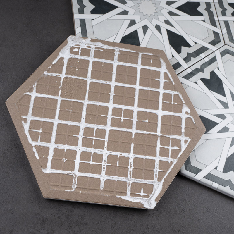 Radiant Hexagon 7,88 po X 9,45 po Carrelage mural et de plancher en porcelaine mat, Noir, noir, noir, noir