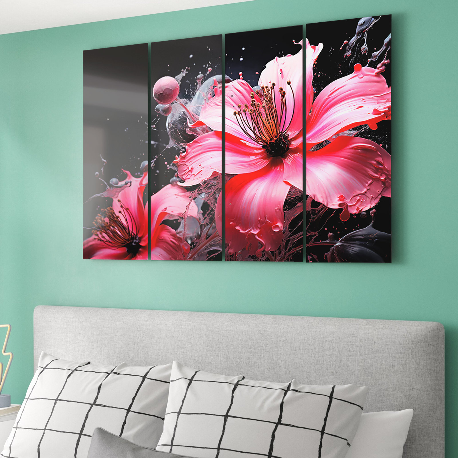 Wade Logan Pink Black Botanical Symphony Botanicals Metal Wall Decor