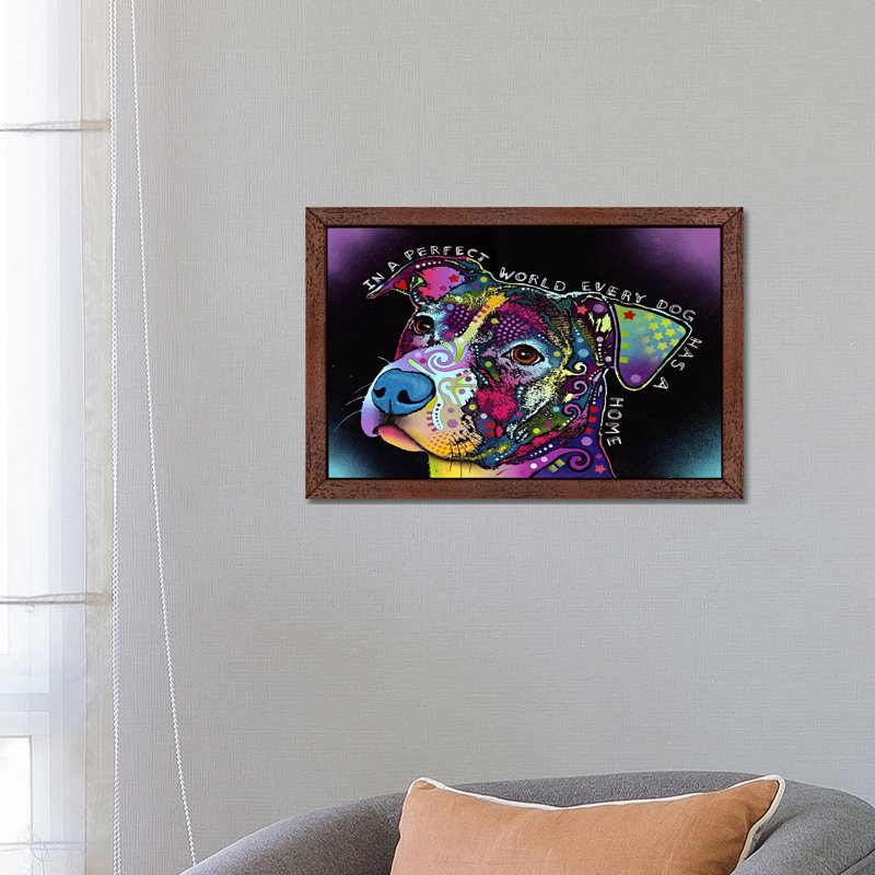 In A Perfect World by Dean Russo - Floater Frame Painting on Canvas, 66.04 cm H x 45.72 cm W, Brown Framed