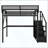 Metal Loft Bed with Desk & Charging Station, RGB LED Lights, Stair Storage, Upper Shelves & Built-In Wardrobe for Kids & Teens-1338506087-1338506085