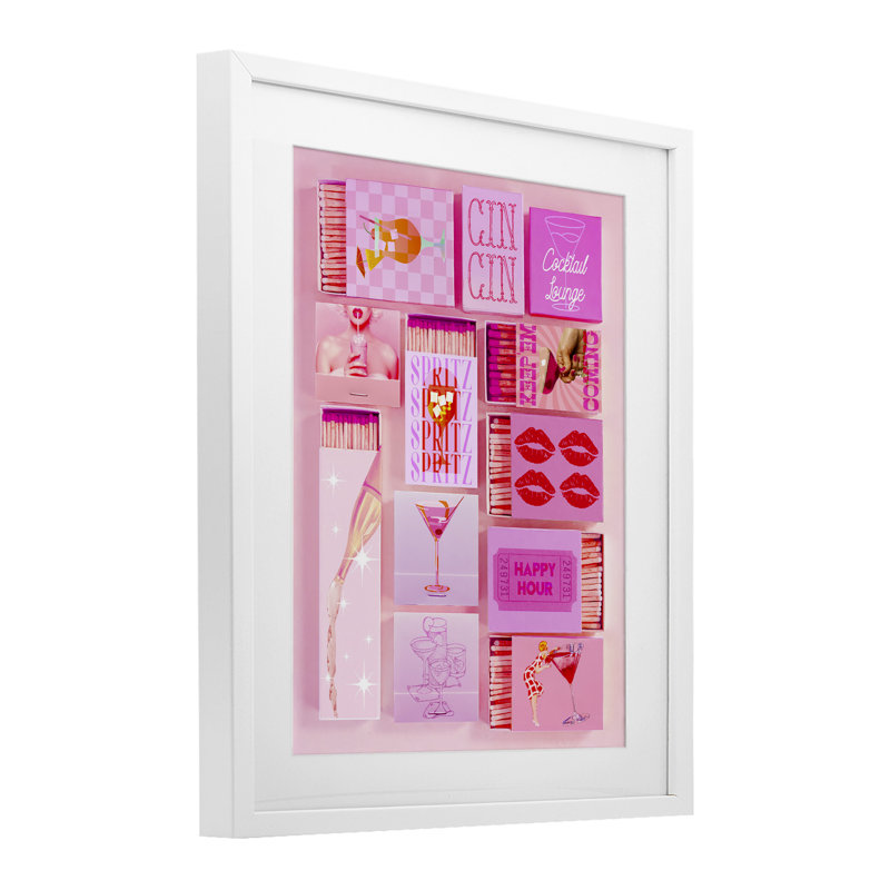 «Feminine Glam Matches», reproduction encadrée sous verre, design par Lil 'Rue, H 16 po x l 13 po, Cadre blanc côtier