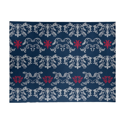 Tapis bleu marine / blanc Damask