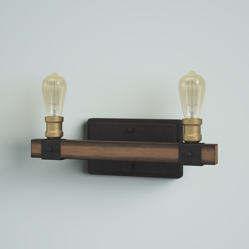 Éclairage pour salle de bain 2 lumières Charles, Acajou rustique