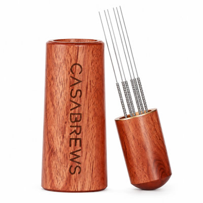 CASABREWS WDT Espresso Distribution Tool with Walnut Wood Handle and Stand, 6 Ultra-Fine 0.4mm Stainless Steel Needles