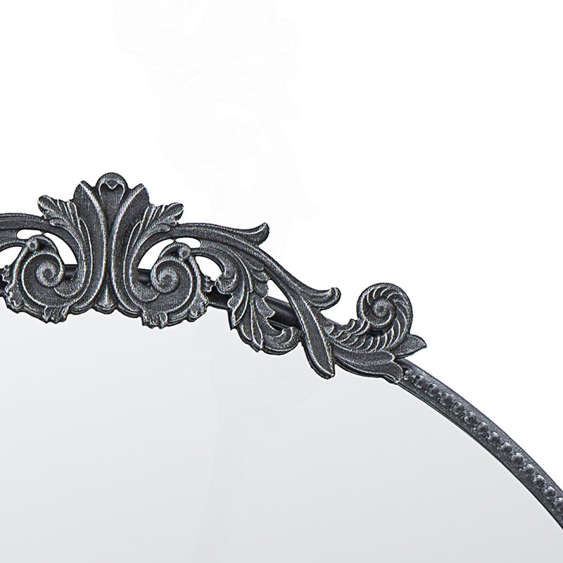 36" X 39" Classic Design Mirror With Round Shape And Baroque Inspired Frame For Bathroom, 38.5" x 36", Black