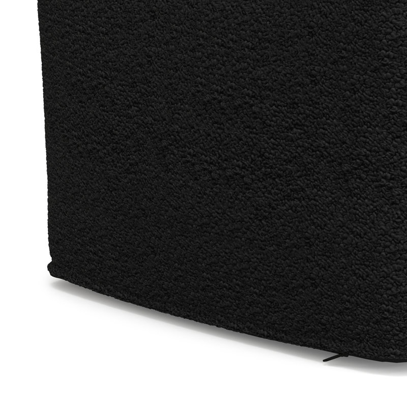 Hisaki 24"W Upholstered Boucle Square Pouf, Black