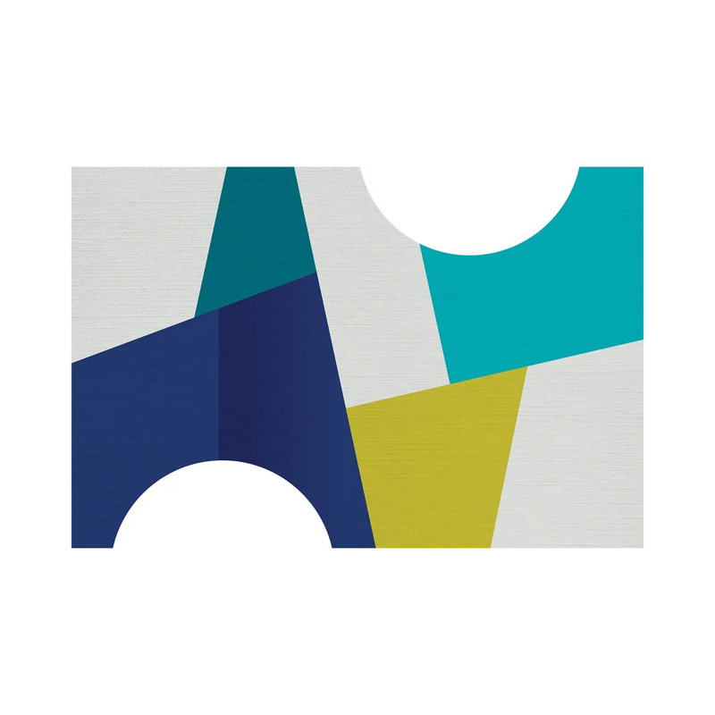 «MCM Geometric Blue I» par Dominique Vari - impression sur toile tendue, H 26 po x l 40 po x 1,5 po