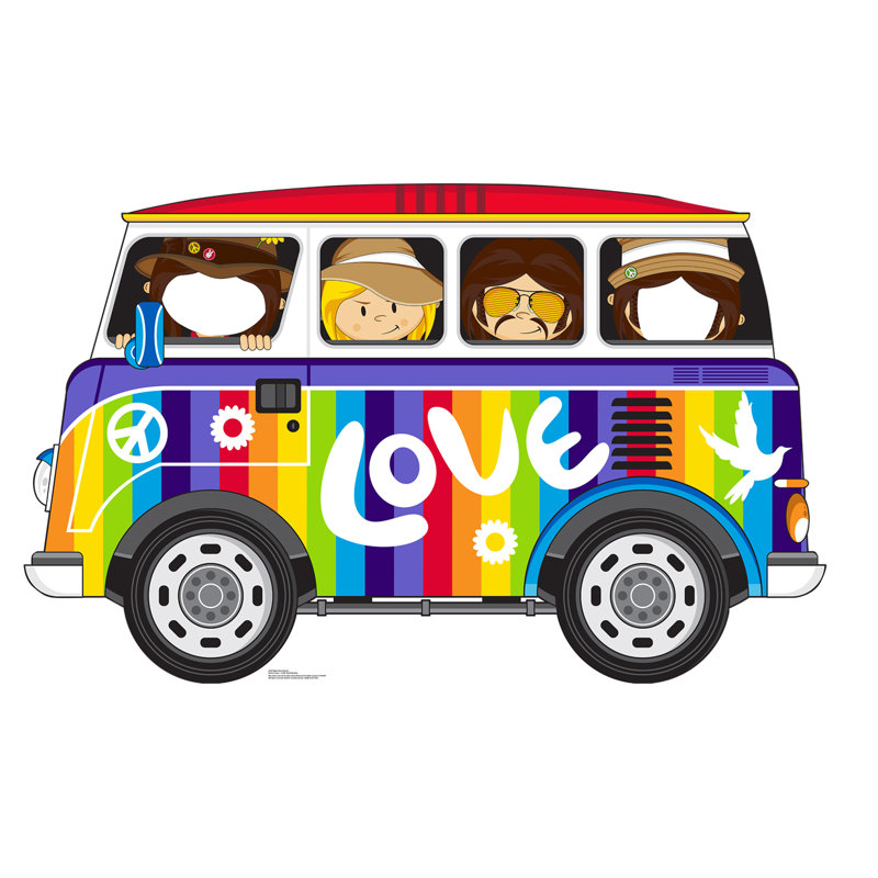 Accroche de bus hippie