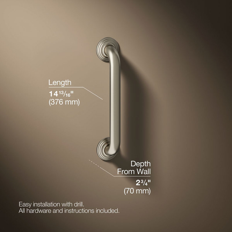 Traditional Grab Bar, Vibrant Brushed Nickel, 12"W
