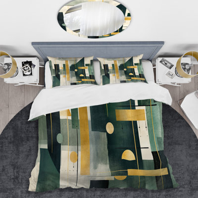 Ensemble de housse de couette en microfibre / polyester Gold Green Parallel Universes Bedding