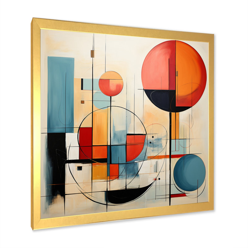 Coloré Mid Century Dynamic Duality II - impression, H 24 po x l 24 po x P 1 po, Encadrement doré
