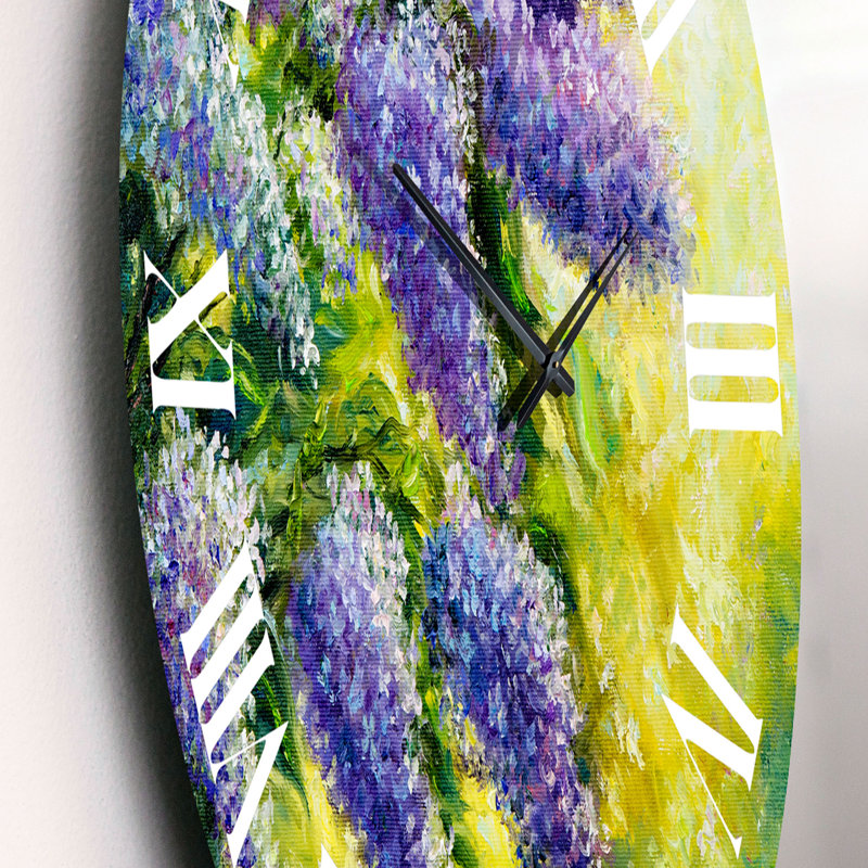 Lilas arbre dans le jardin impressionnisme - horloge murale traditionnelle, Petit