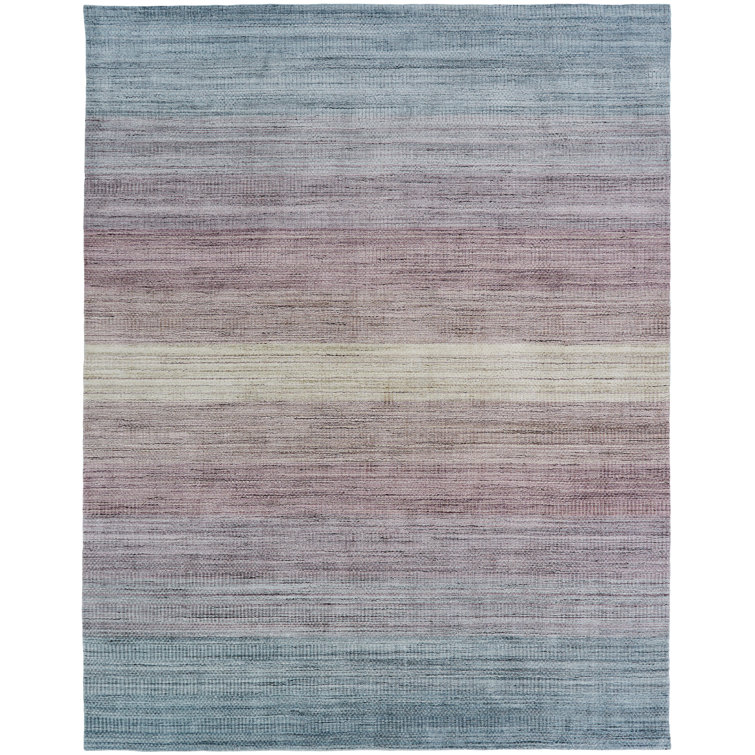 Tapis rose / bleu en laine / soie tissé à la main Macclesfield