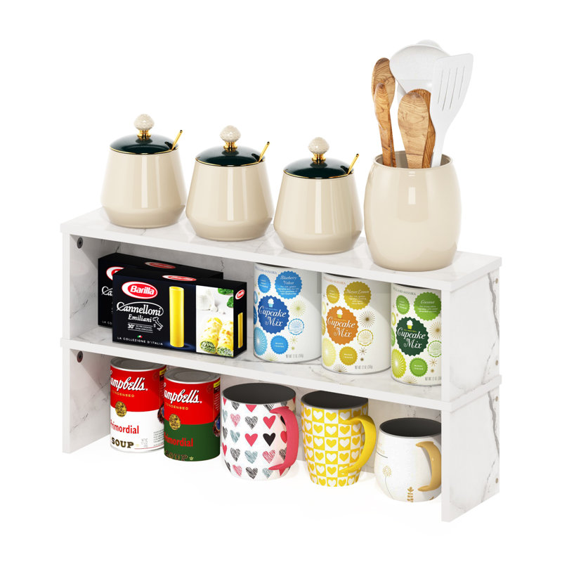 Bagdat Wood Kitchen Counter Stackable Organizer Shelf, 23-Inch