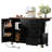 Kitchen Island Cart With Spice Rack And Lockable Wheels, 54.5" Black Rolling Deep Drawers Charging Station,-627830669