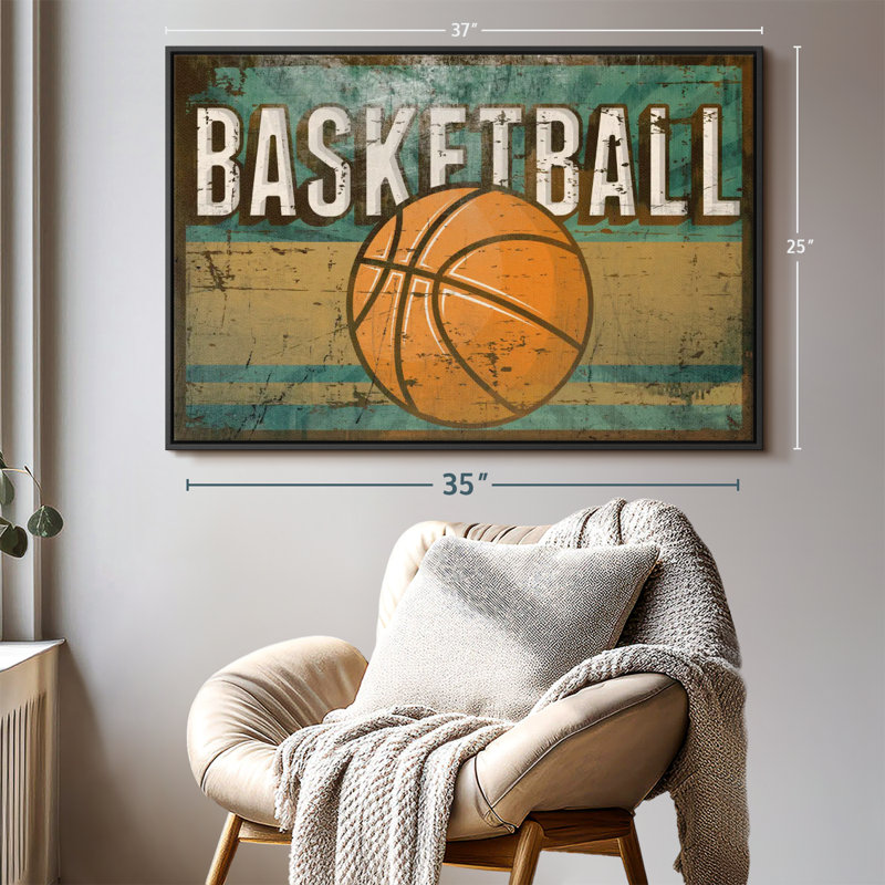 Sports «Grunge Basketball Canvas Print», H 25 po x l 37 po