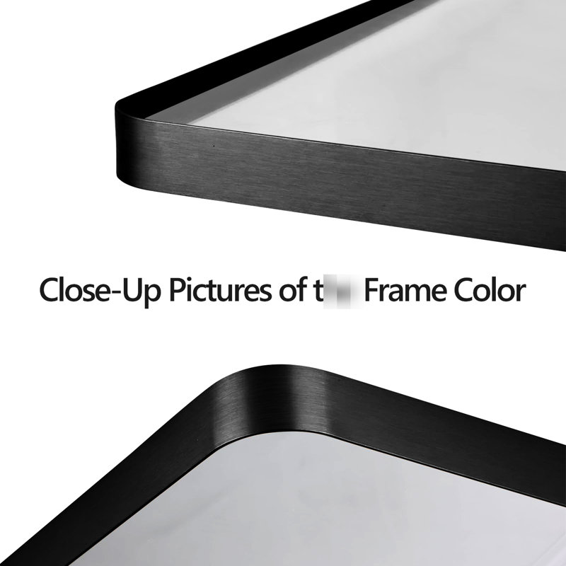 Miroir de salle de bain 72 po x 40 po, cadre en aluminium noir, verre flotté à haute densité pour une réflexion impeccable, alliage de rouille, conception résistante, fixation facile à barre en Z, miroir bien encadré avec cadre