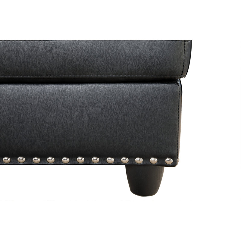 Canapé modulaire en L noir avec rangement et porte-gobelets, Noir