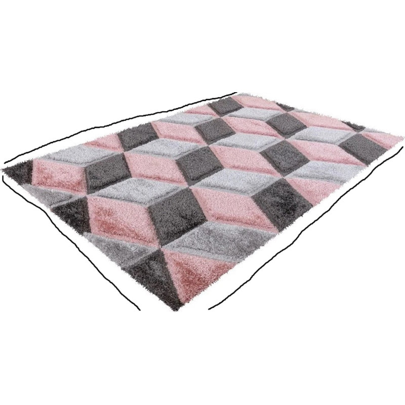 Rectangle Geometric and Geometric Shapes Shag, Rectangle 80 x 150 cm