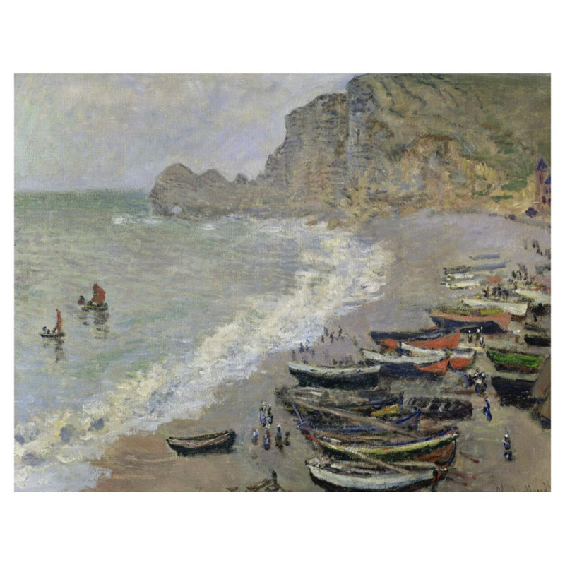 Plage d'Etretat et la porte d'Amont par Claude Monet - Estampe numérique, H 32 po x l 40 po