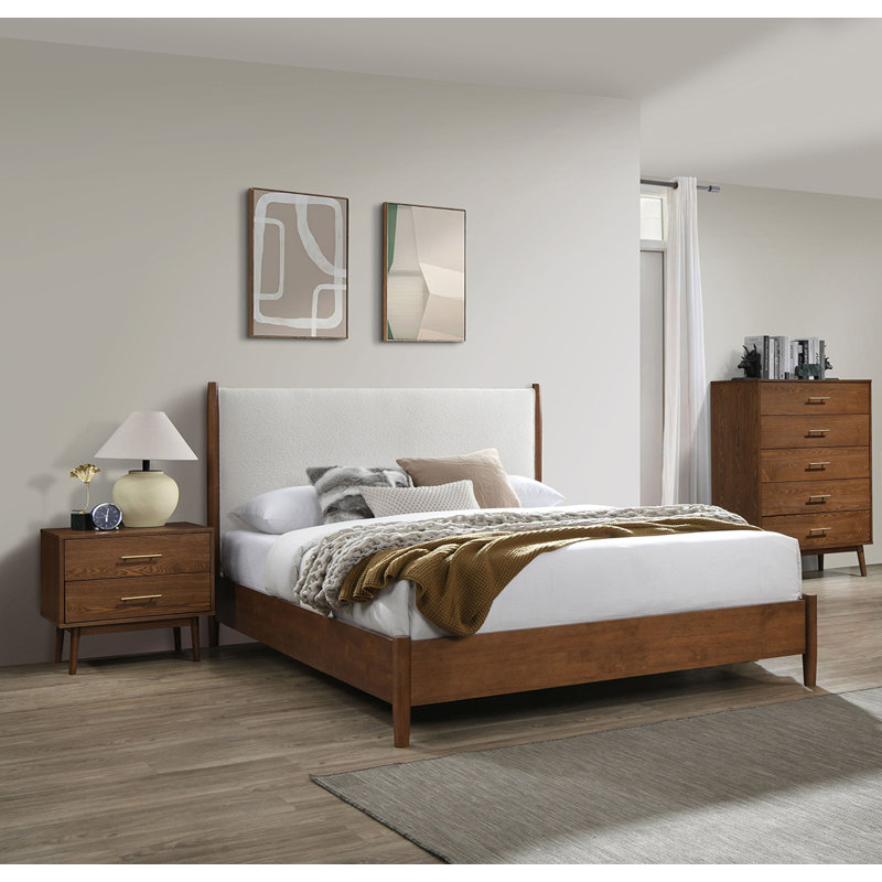 Grand lit, noyer / beige, Grand