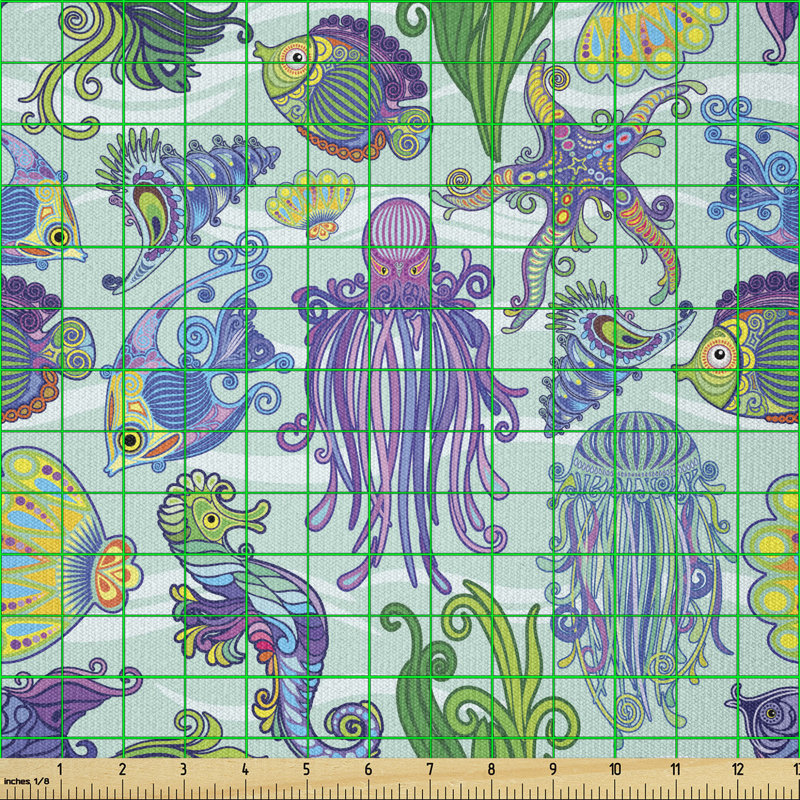 Deike Sea Life Colourful Jellyfish Seahorse Multi-Purpose Fabric