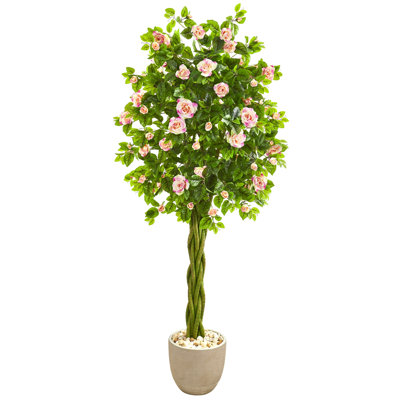 Rose Artificial Tree in Sandstone Planter