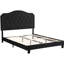 Lit tapissier en velours à boutons - Structure en bois robuste pour grand lit avec lumières à DEL noires Assemblage simple avec capitonnage-1140810673