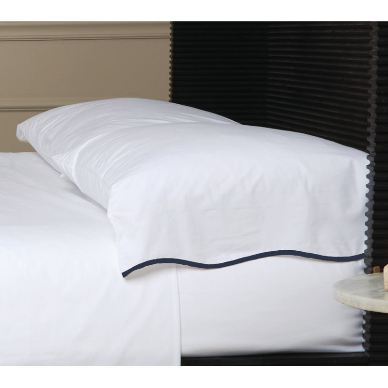 Skylar Pillow Case, White/Navy, King Pillow Case