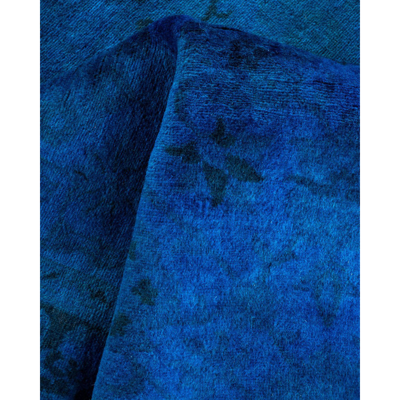 Tapis bleu noué à la main Zanyra, unique en son genre