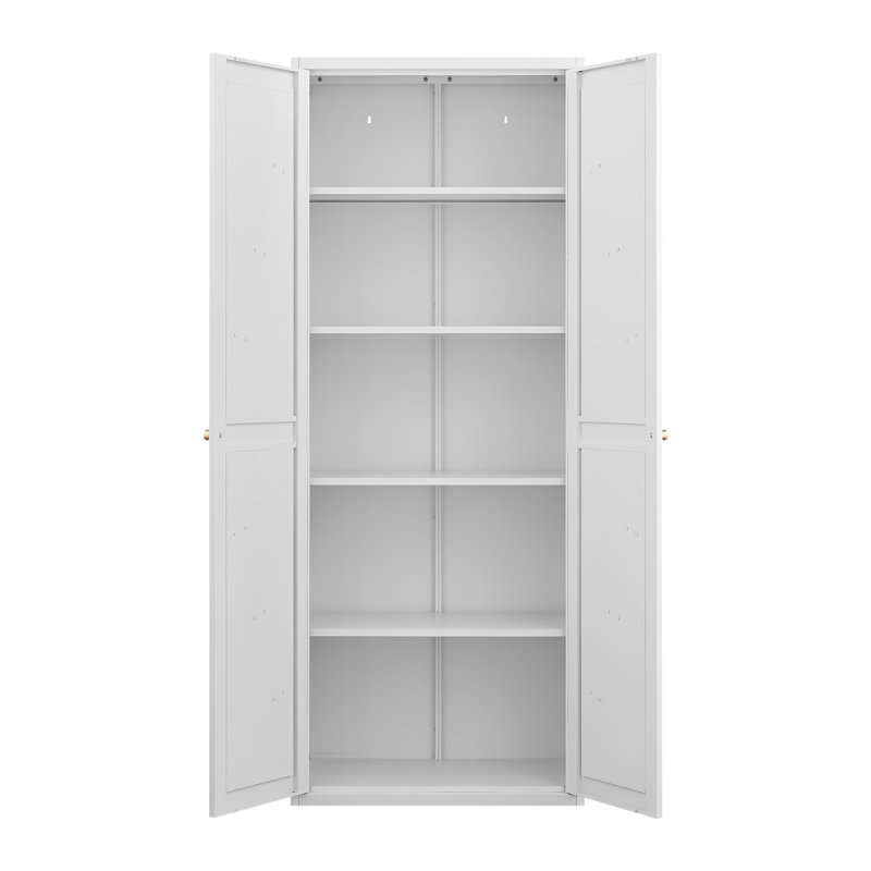 Armoire de rangement en métal blanc avec étagères réglables, armoire de rangement en acier de 180 cm de haut pour la cuisine, le bureau et le salon