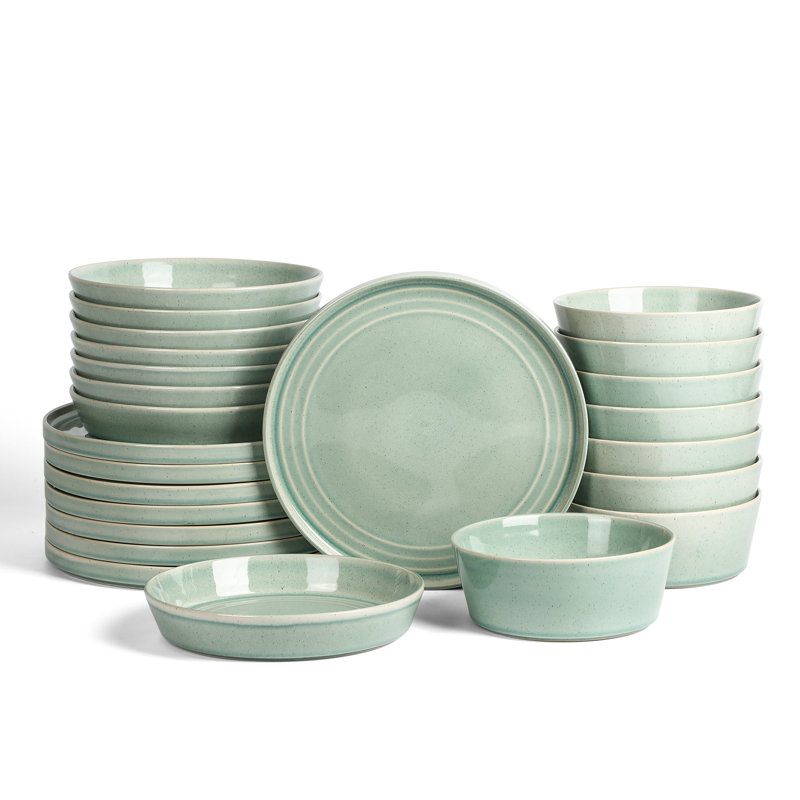 Stone Lain Claire 24-Piece Dinnerware Set Stoneware, Green