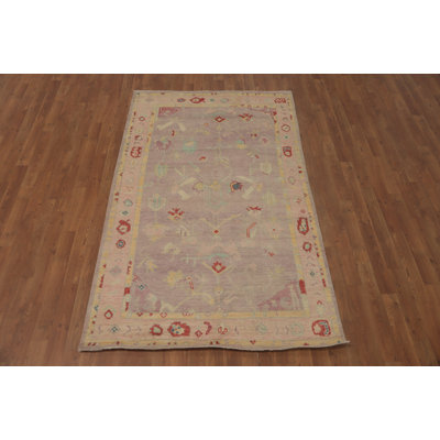 Handmade Floral Oushak Transitional Vegetable Dye Rug 4x7
