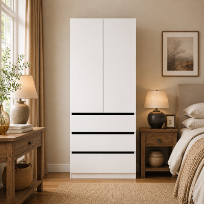 2-Doors Armoire Wardrobe Closet with Drawers