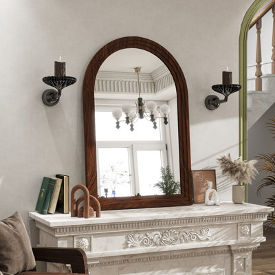 Arched Waterproof Solid Wood Wall Mirror