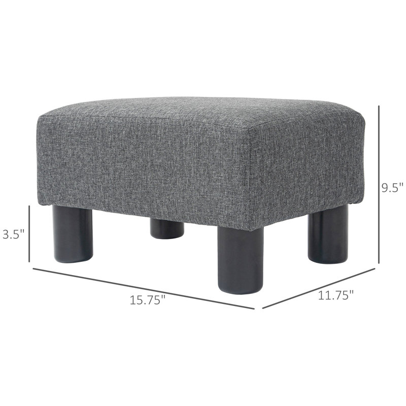 Repose-pieds avec revêtement en lin, gris anthracite, compact pour tous les besoins des ménages, confortable rembourré gris, salon convenable,