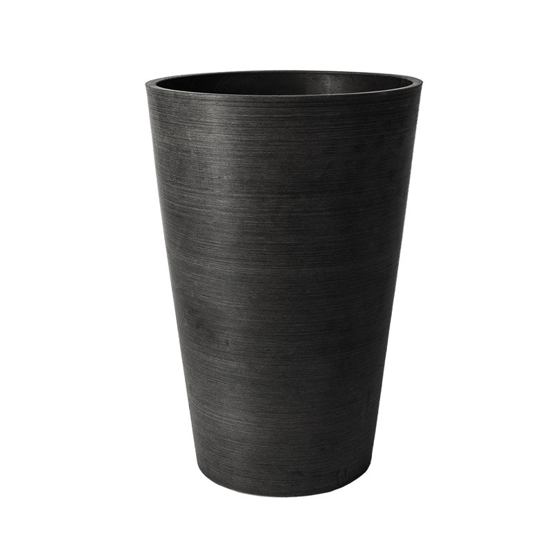 Miley Tall Round Taper Pot Planter, Black, 24" H x 16" W x 16" D