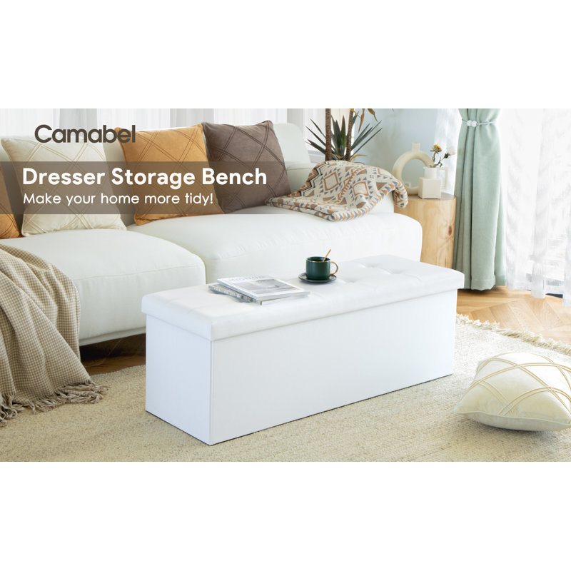 Keris Upholstered Ottoman, White