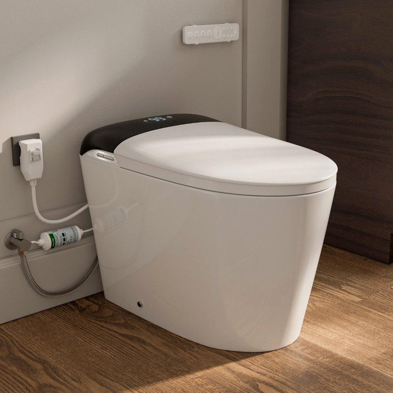 Los Flexi E5D Smart Toilet with Bidet, Built-In Water Tank, Battery Backup Flush, Foot Kick Flush, Side Panel Control & Remote, ETL Plug