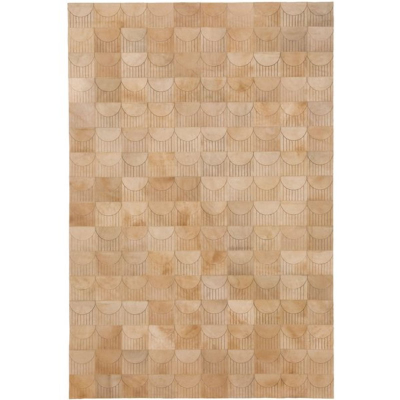 Cowhide Geometric Area Rug in Biscotti, Rectangle 6'7" x 9'8"