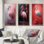 «Minimalisme flamant rose», 3 pièces sur toile-237837579-237837578