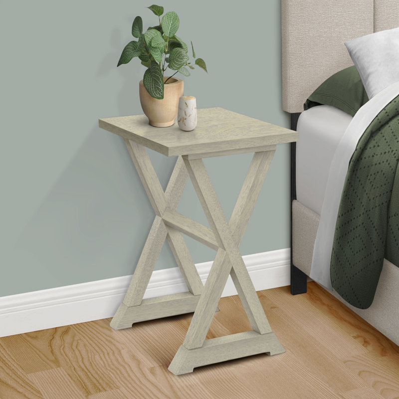 Table d'appoint, table de bout, table d'appoint, carré, table de chevet, lampe, transitionnel, Beige
