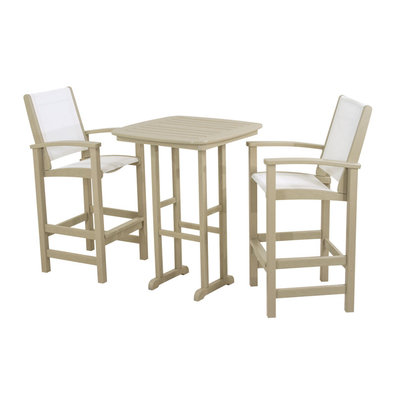POLYWOOD Coastal 3-Piece Bar Set, Sand
