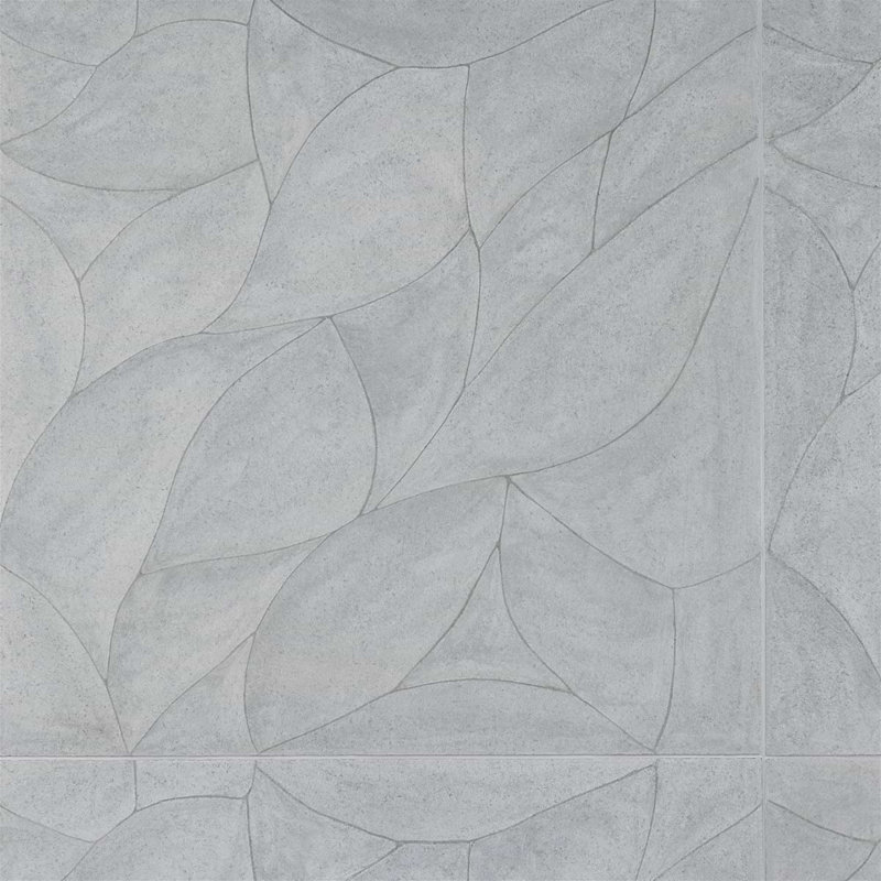 Thalia 18X18 3D Carved Rosette Honed Limestone Tile, Blue Gray
