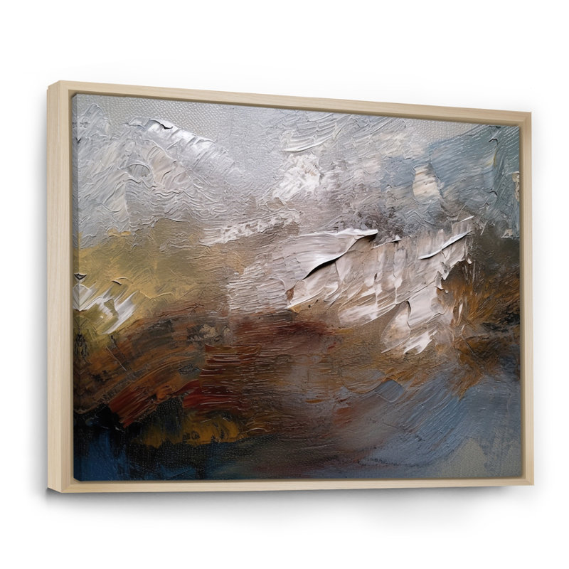 Blue Nova Evening Nostalgia Abstract Painting I - Abstract Painting Canvas Print, Natural Floater Framed